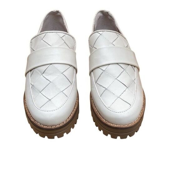 Dolce Vita Genuine Leather Woven Slip On Lug Sole Aubrey Loafers Ivory Size 6 - Picture 4 of 9